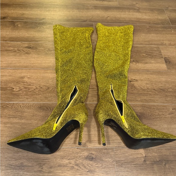 ASOS Glittering Gold Heeled Boots - Picture 1 of 2